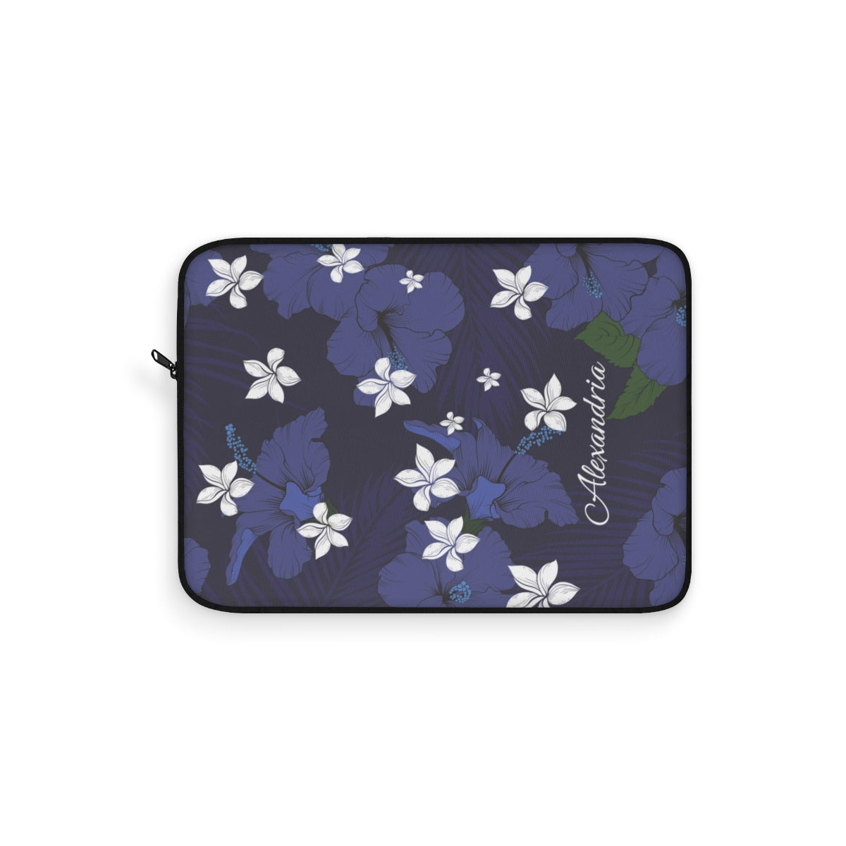 Vintage Blue Plumeria Personalized Laptop Sleeve Laptop Sleeve The Local Banyan 12"