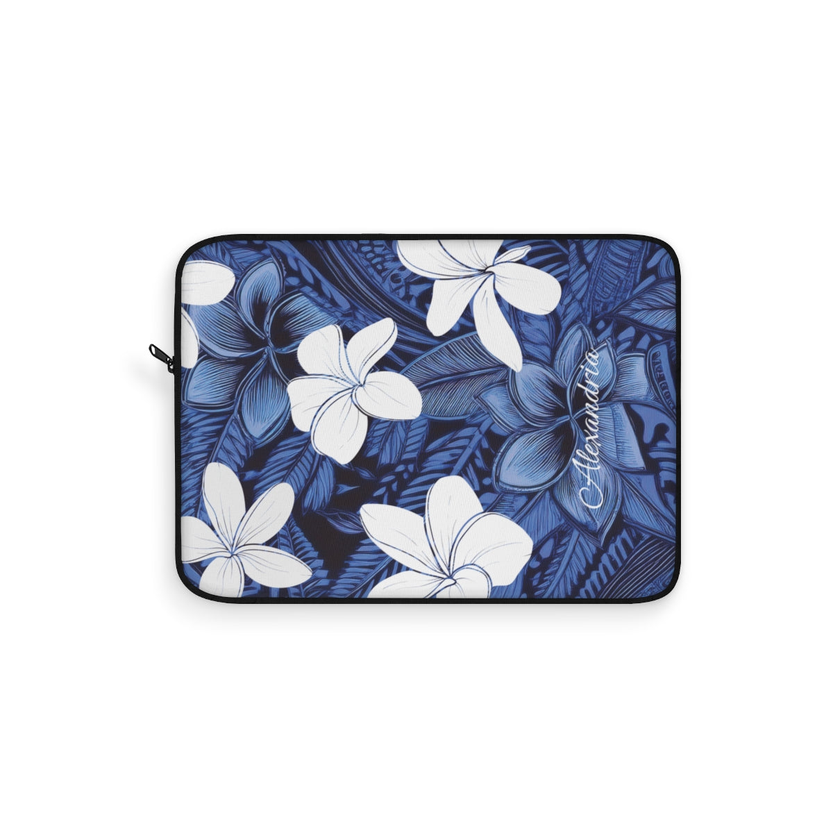 Eternal Blue Plumeria Personalized Laptop Sleeve Laptop Sleeve The Local Banyan 12"