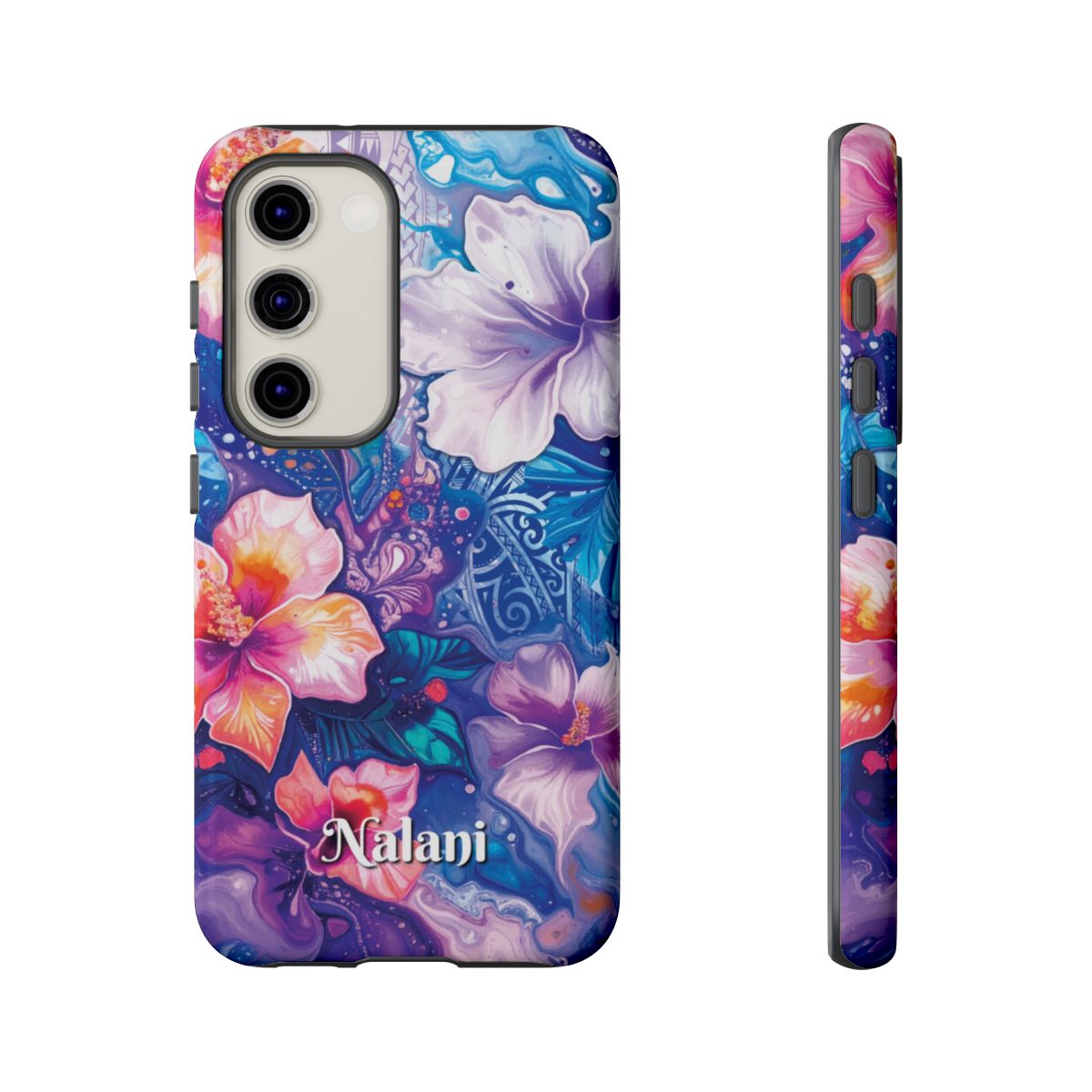 Woman holding Aloha Wai Personalized Tough Samsung Galaxy Case - Hawaiian Aloha Tropical Floral Design - The Local Banyan