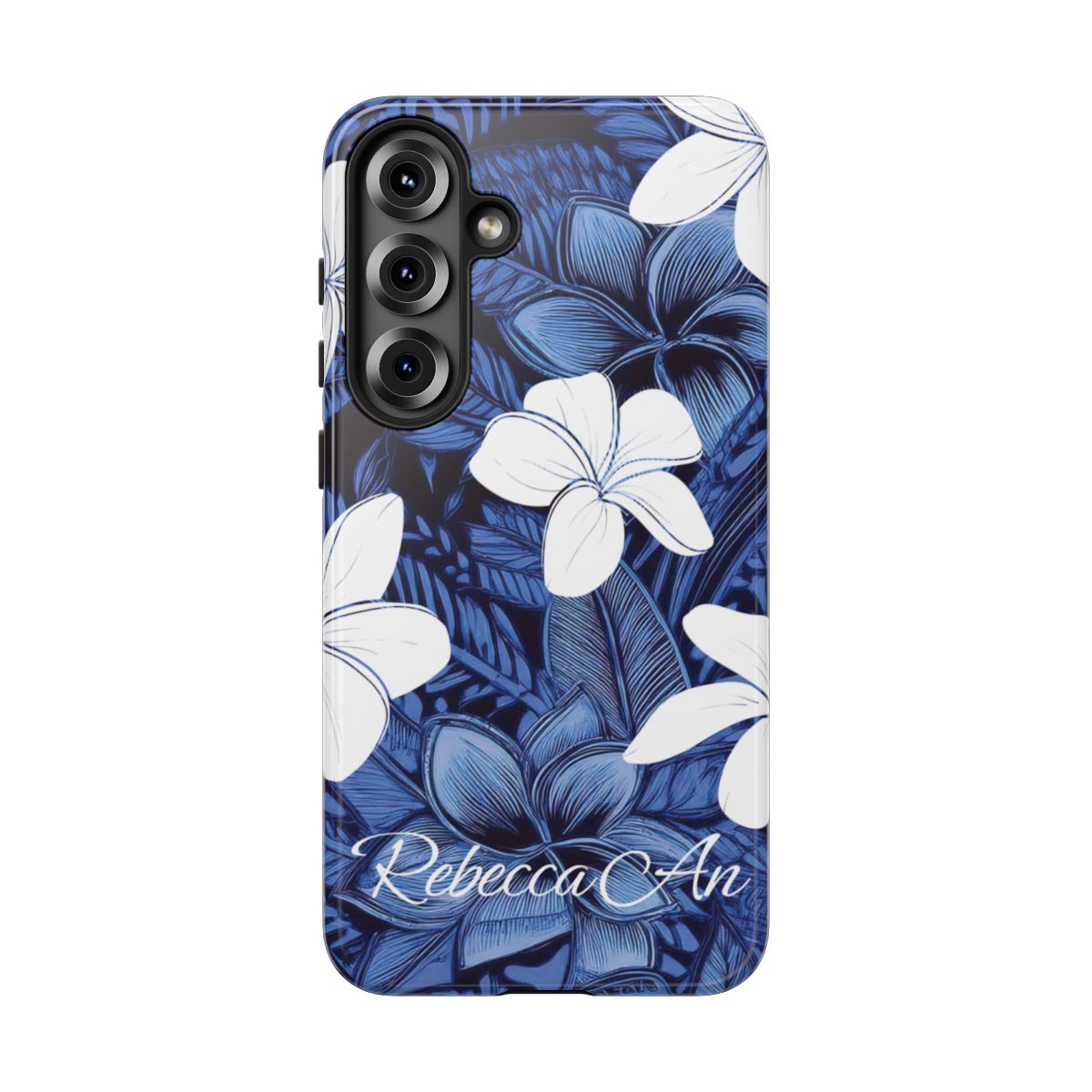 Eternal Blue Plumeria Personalized Tough Case for Samsung Galaxy Phone Case The Local Banyan Glossy Samsung Galaxy S25 Plus