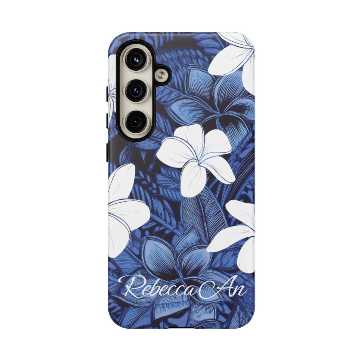 Eternal Blue Plumeria Personalized Tough Case for Samsung Galaxy Phone Case The Local Banyan Matte Samsung Galaxy S24 Plus