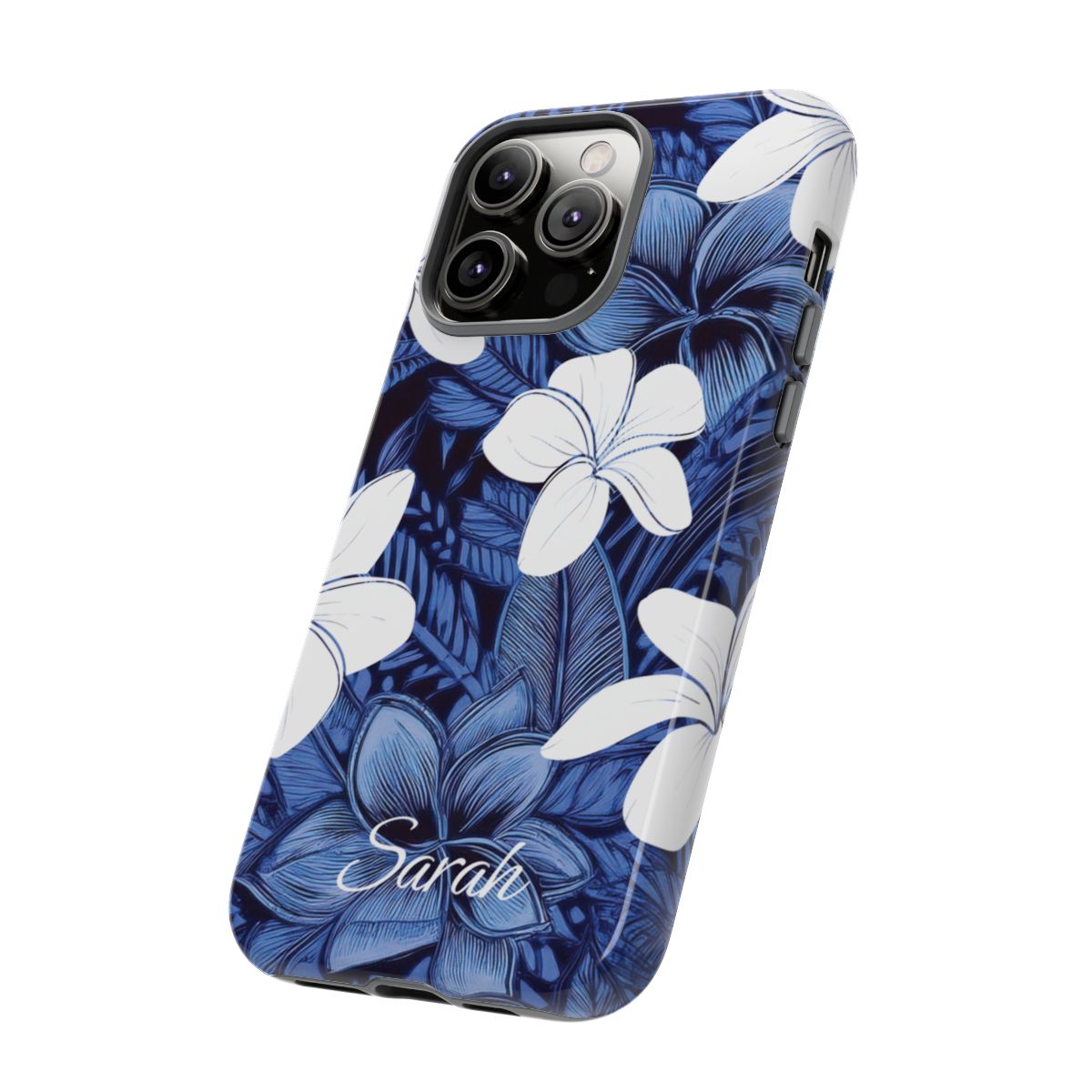 Eternal Blue Plumeria Personalized Tough Case for iPhone Phone Case The Local Banyan