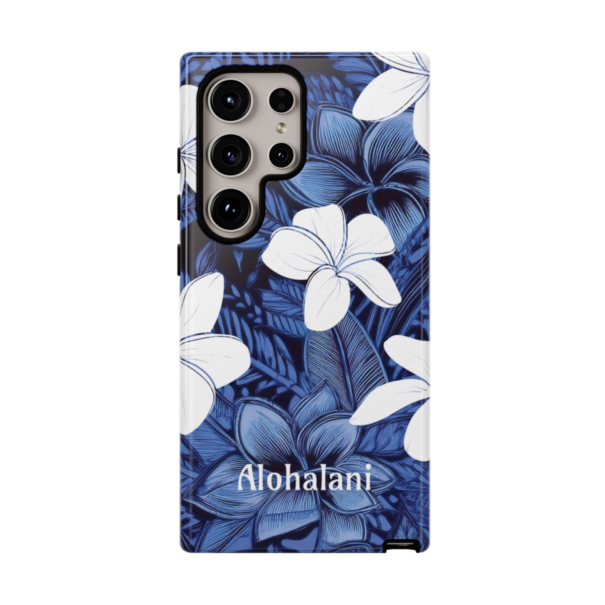 Eternal Blue Plumeria Personalized Tough Case for Samsung Galaxy Phone Case The Local Banyan Samsung Galaxy S24 Ultra Glossy