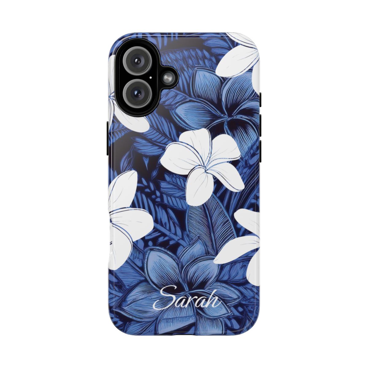 Eternal Blue Plumeria Personalized Tough Case for iPhone Phone Case The Local Banyan iPhone 16 Plus Glossy