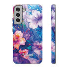 Woman holding Aloha Wai Personalized Tough Samsung Galaxy Case - Hawaiian Aloha Tropical Floral Design - The Local Banyan