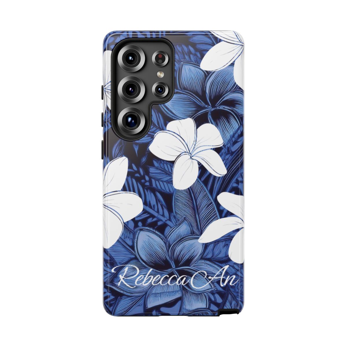 Eternal Blue Plumeria Personalized Tough Case for Samsung Galaxy Phone Case The Local Banyan Glossy Samsung Galaxy S25 Ultra