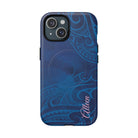 Woman holding Kai Legacy Personalized MagSafe iPhone Case - Hawaiian Ocean Blue Polynesian Tribal Design - The Local Banyan