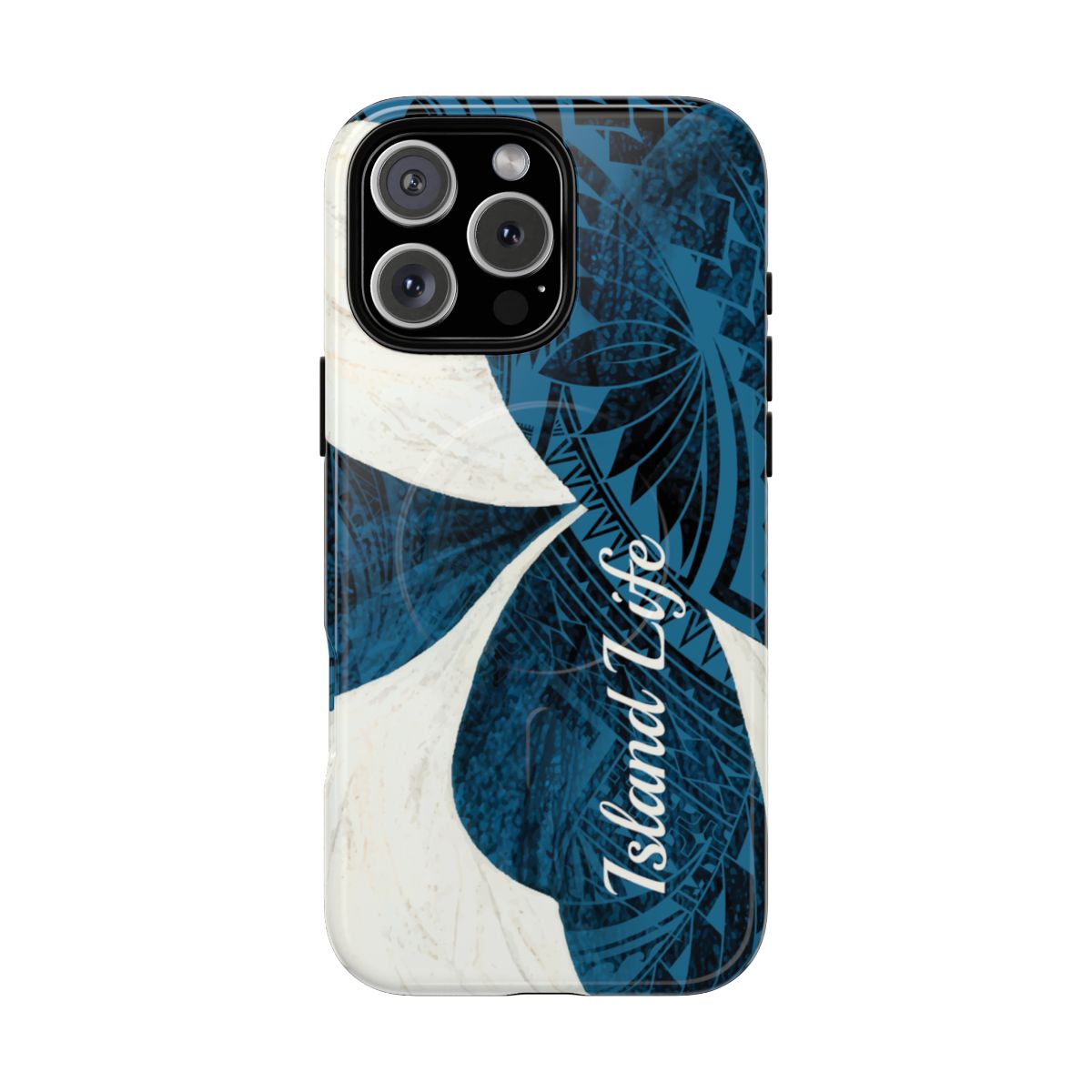 Hana Breeze Personalized MagSafe iPhone Case iPhone 16 Pro Max Glossy - Hawaiian Blue Plumeria Polynesian Botanical Design - The Local Banyan
