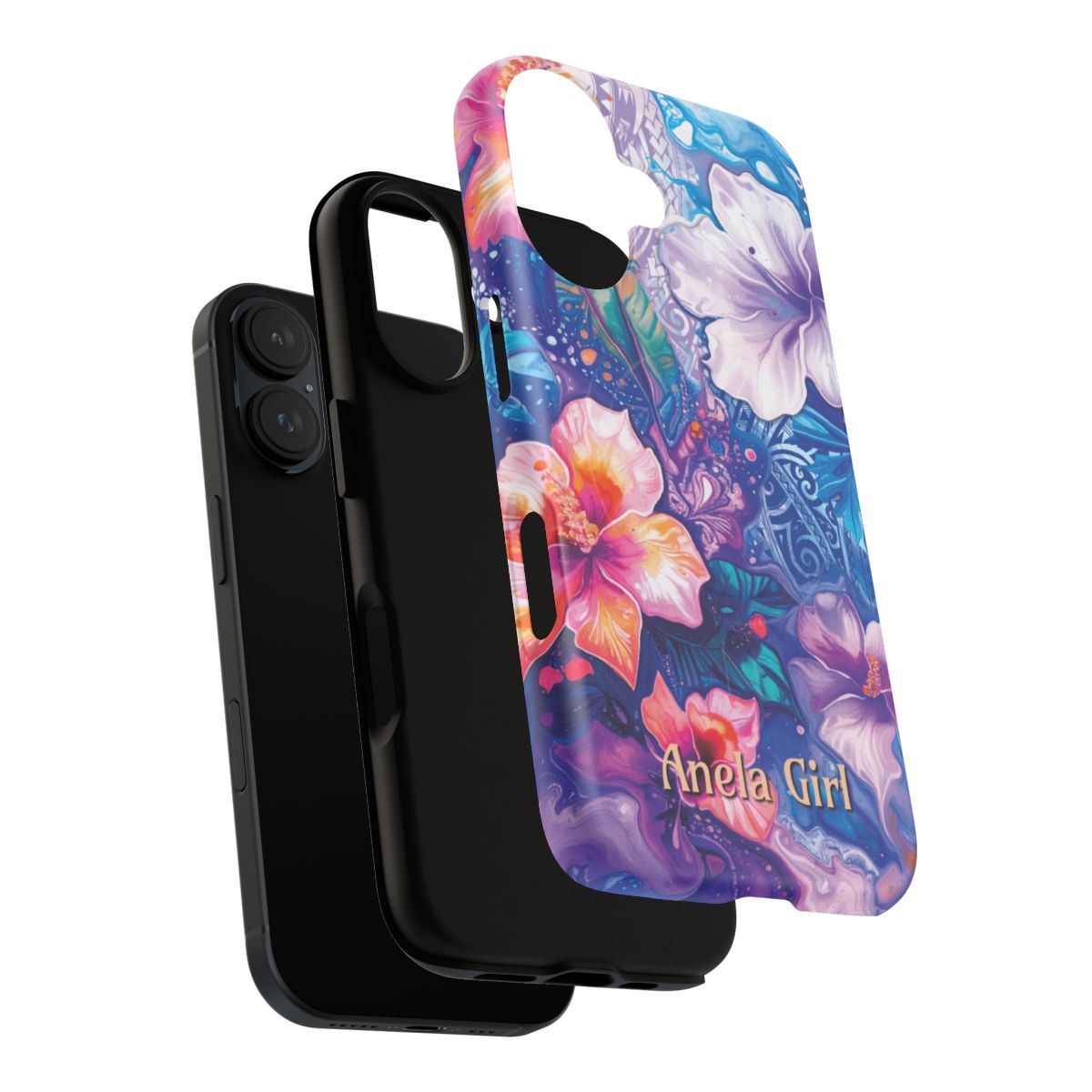 Woman holding Aloha Wai Personalized MagSafe iPhone Case - Hawaiian Aloha Tropical Floral Design - The Local Banyan