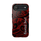 Island Tribal Personalized MagSafe iPhone Case Detail View - Hawaiian Crimson Red Polynesian Tribal Design Close Up - The Local Banyan