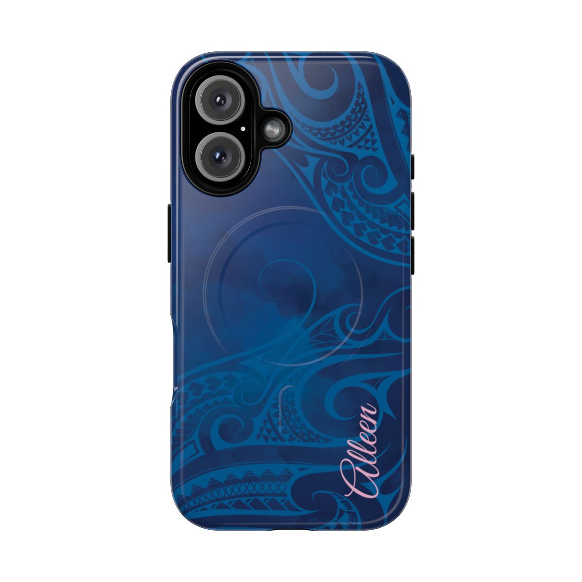 Kai Legacy Personalized MagSafe iPhone Case Detail View - Hawaiian Ocean Blue Polynesian Tribal Design Close Up - The Local Banyan