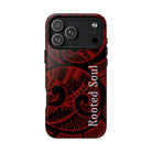 Woman holding Island Tribal Personalized MagSafe iPhone Case - Hawaiian Crimson Red Polynesian Tribal Design - The Local Banyan