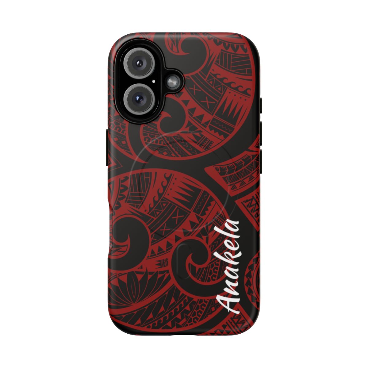Island Tribal Personalized MagSafe iPhone Case iPhone 16 Matte - Hawaiian Crimson Red Polynesian Tribal Design - The Local Banyan