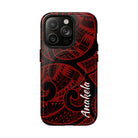 Island Tribal Personalized MagSafe iPhone Case Detail View - Hawaiian Crimson Red Polynesian Tribal Design Close Up - The Local Banyan