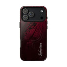 Woman holding Eternal Ember Personalized MagSafe iPhone Case - Hawaiian Red Tribal Polynesian Design - The Local Banyan