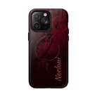 Woman holding Eternal Ember Personalized MagSafe iPhone Case - Hawaiian Red Tribal Polynesian Design - The Local Banyan