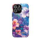 Aloha Wai Personalized MagSafe iPhone Case Detail View - Hawaiian Aloha Tropical Floral Design Close Up - The Local Banyan
