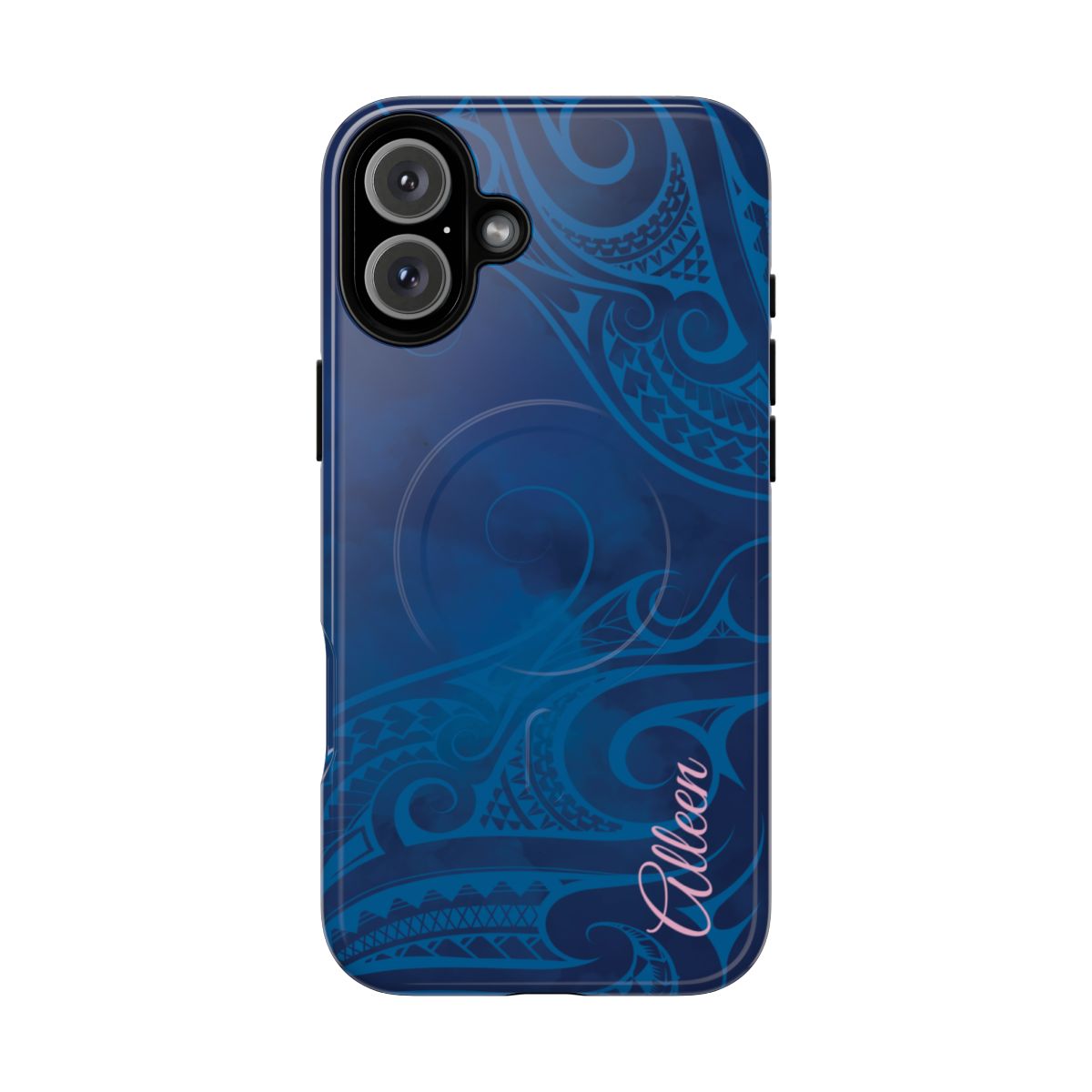 Kai Legacy Personalized MagSafe iPhone Case Detail View - Hawaiian Ocean Blue Polynesian Tribal Design Close Up - The Local Banyan