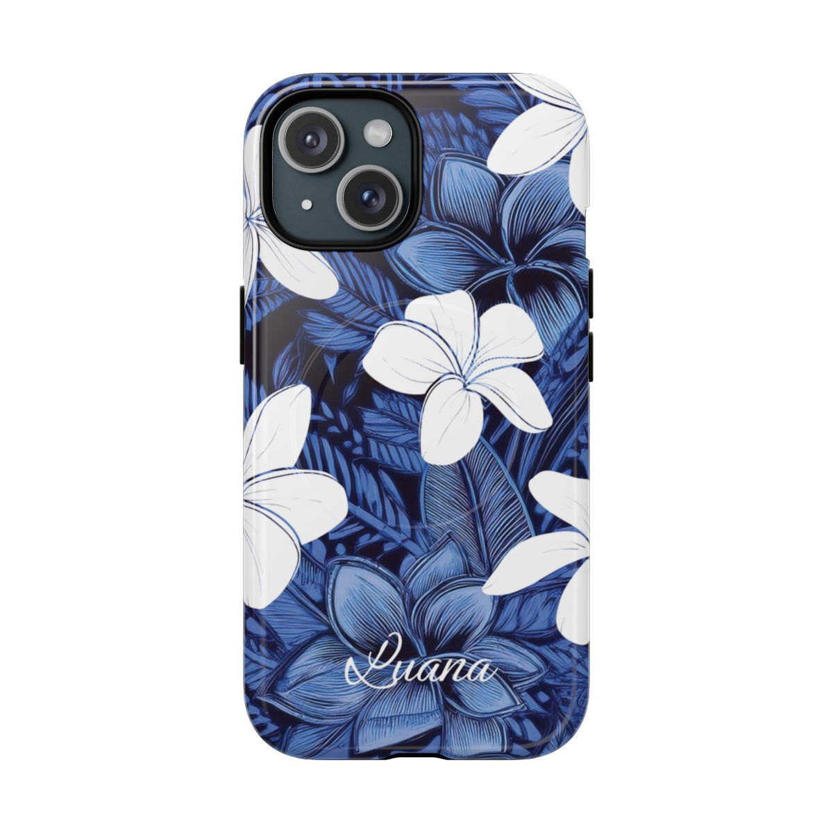 Eternal Blue Plumeria Personalized Magnetic Case for iPhone Phone Case The Local Banyan iPhone 15 Glossy