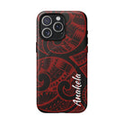 Island Tribal Personalized MagSafe iPhone Case iPhone 15 Pro Max Matte - Hawaiian Crimson Red Polynesian Tribal Design - The Local Banyan