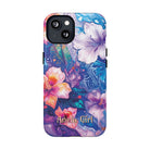 Woman holding Aloha Wai Personalized MagSafe iPhone Case - Hawaiian Aloha Tropical Floral Design - The Local Banyan