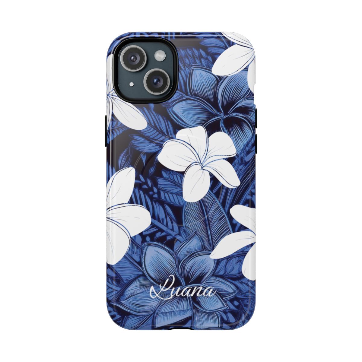 Eternal Blue Plumeria Personalized Magnetic Case for iPhone Phone Case The Local Banyan iPhone 15 Plus Glossy