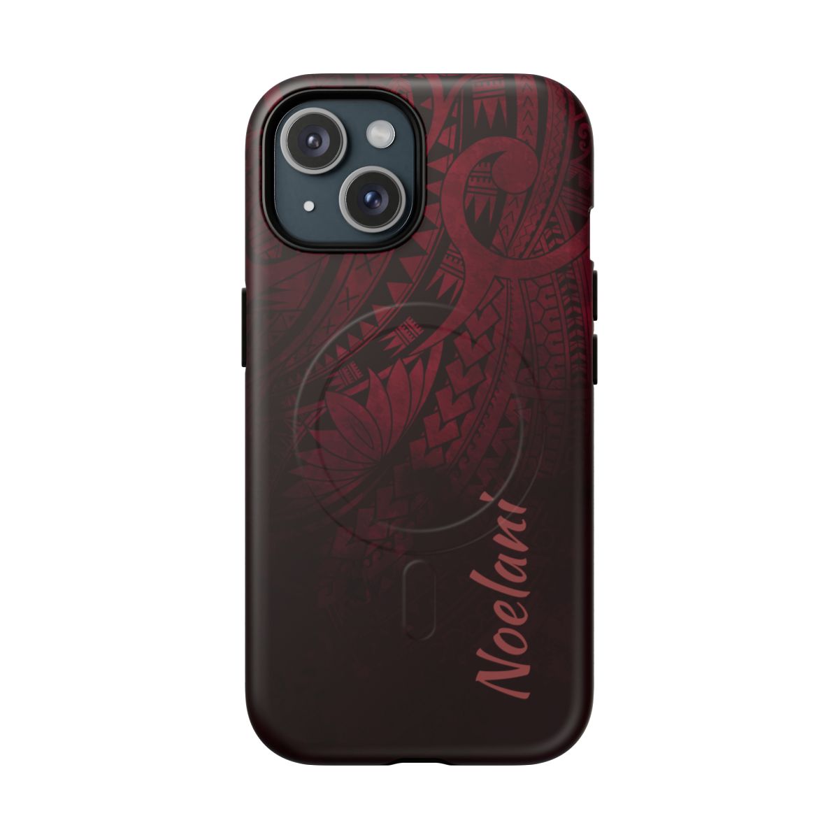 Eternal Ember Personalized MagSafe iPhone Case Detail View - Hawaiian Red Tribal Polynesian Design Close Up - The Local Banyan