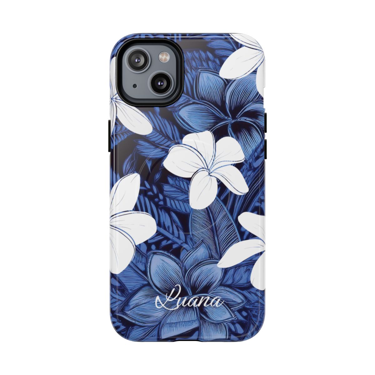 Eternal Blue Plumeria Personalized Magnetic Case for iPhone Phone Case The Local Banyan iPhone 14 Plus Glossy