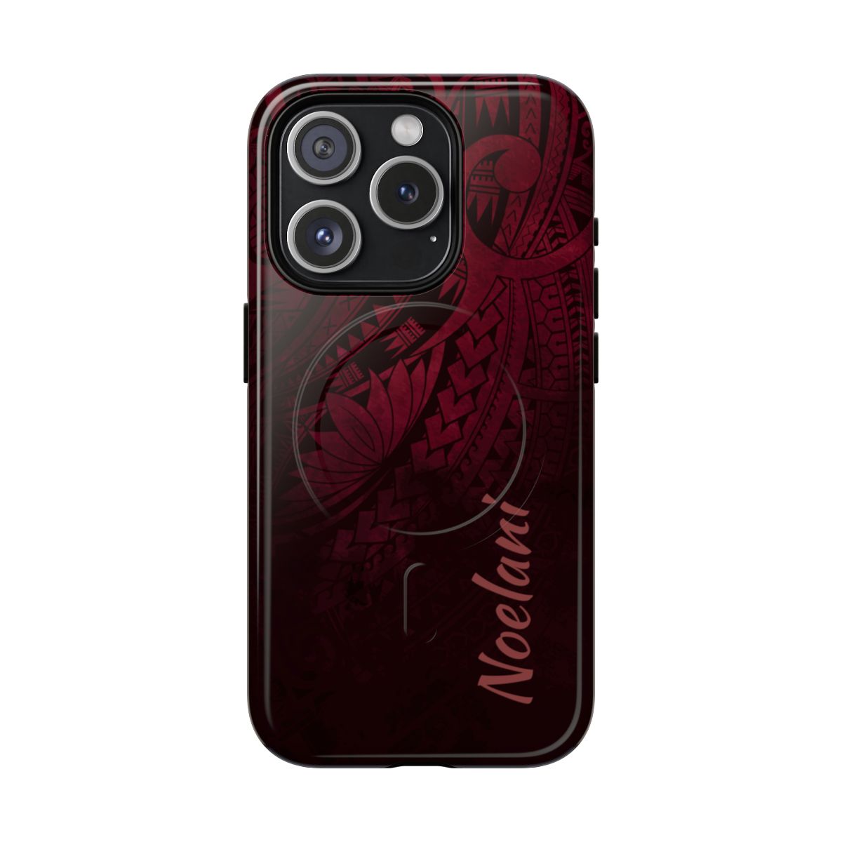 Eternal Ember Personalized MagSafe iPhone Case Detail View - Hawaiian Red Tribal Polynesian Design Close Up - The Local Banyan