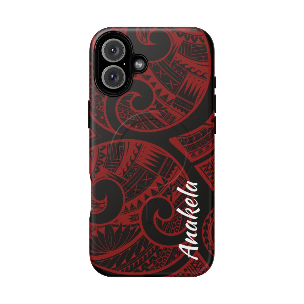 Island Tribal Personalized MagSafe iPhone Case iPhone 16 Plus Matte - Hawaiian Crimson Red Polynesian Tribal Design - The Local Banyan