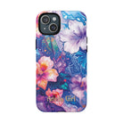 Woman holding Aloha Wai Personalized MagSafe iPhone Case - Hawaiian Aloha Tropical Floral Design - The Local Banyan