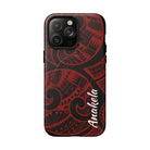 Island Tribal Personalized MagSafe iPhone Case iPhone 14 Pro Max Matte - Hawaiian Crimson Red Polynesian Tribal Design - The Local Banyan
