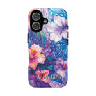 Woman holding Aloha Wai Personalized MagSafe iPhone Case - Hawaiian Aloha Tropical Floral Design - The Local Banyan