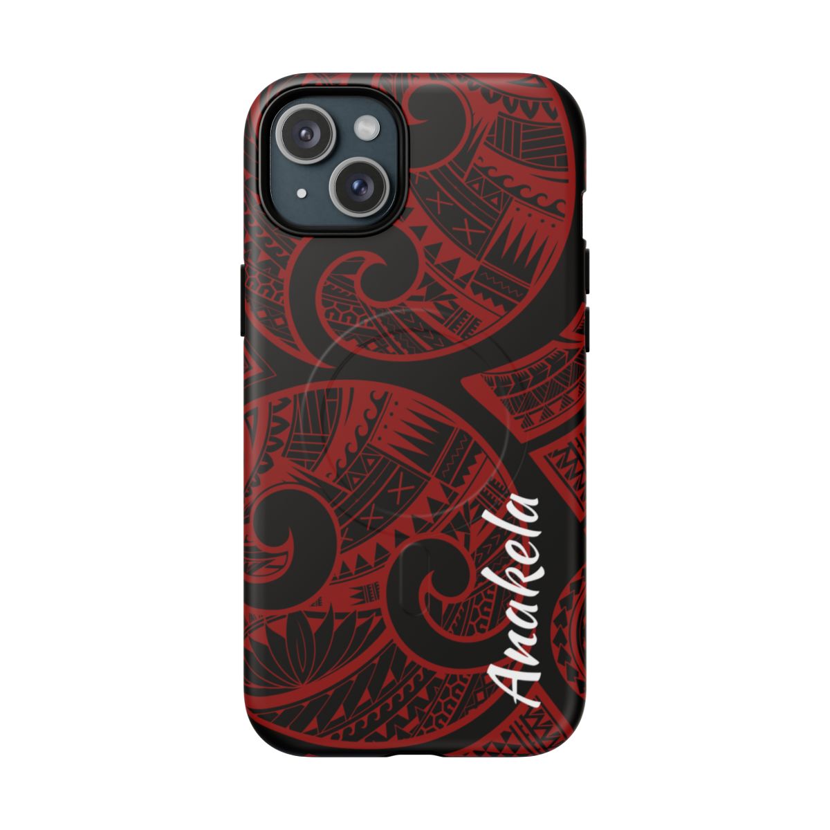 Island Tribal Personalized MagSafe iPhone Case Side View - Dual Layer Drop Protection Hawaiian Phone Case - The Local Banyan